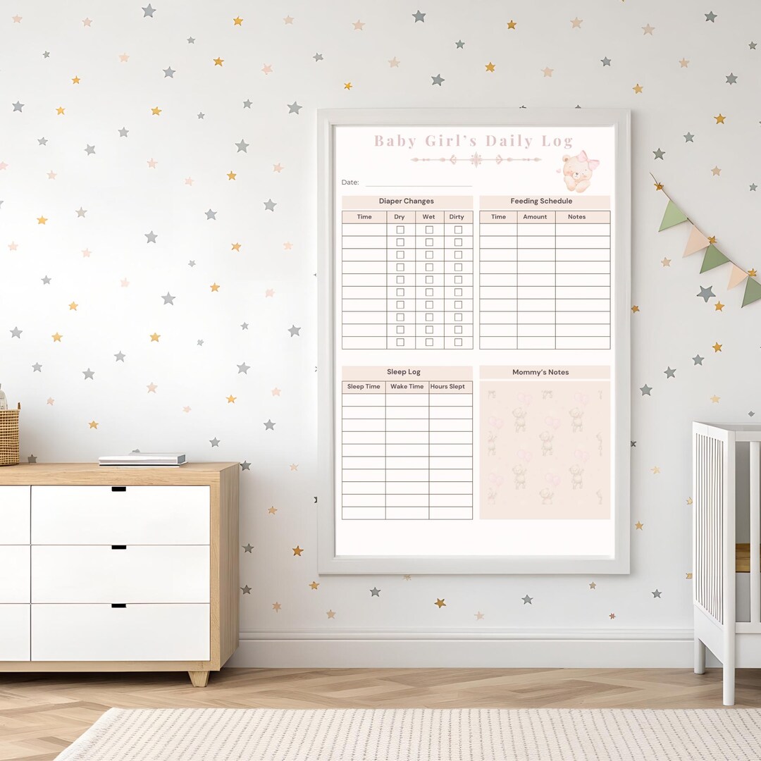Baby Girl Daily Tracker | Printable Newborn Log (PDF) - Etsy