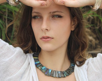 Labradorite statement choker