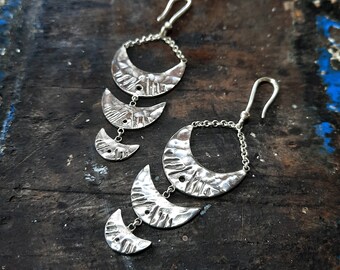 Berber sterling silver hammered metal dangle boho moroccan statement earrings