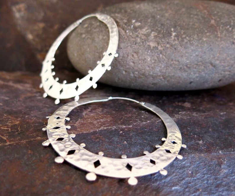 Large Silver Earrings statement hoops big bold earrings Etsy