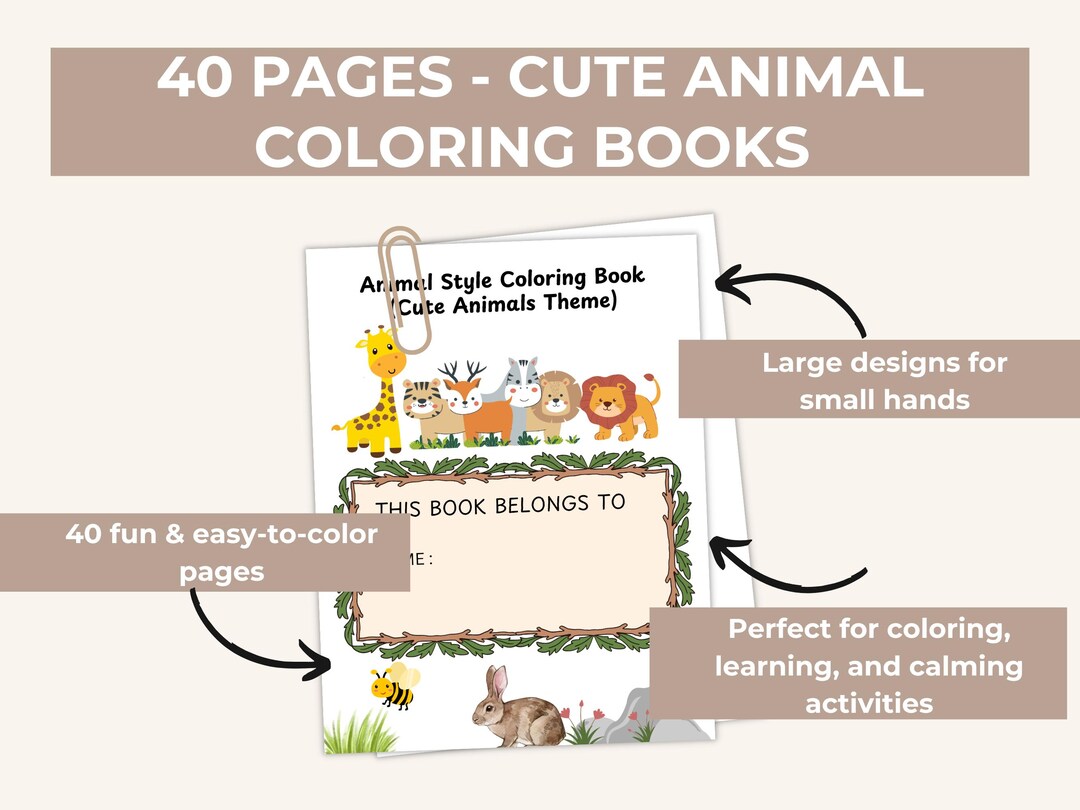 Animal Coloring Book for Kids | Kawaii Style | A4 Printable - Etsy