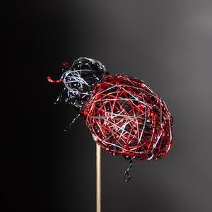 Ladybug sculpture modern, Wire bug garden art decor, Insect ladybird gift for new home