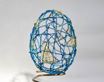 Wire Egg sculpture, Handmade art Easter eggs, Contemporary home decor, Colorful sculpture geometric egg, Christening gift for him and her