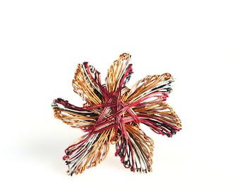 Red orange, fairy flower brooch, daisy art pins