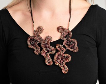 Sculpture wire art, abstract figure necklace
