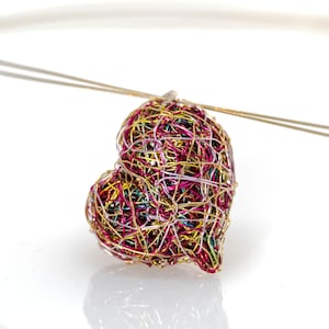 Wire Heart Necklace · Sculptural Pink Gold Art Pendant · Contemporary Studio Design