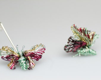 Mint green, butterfly earrings, artsy earrings
