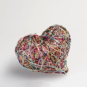 Rainbow Statement Heart Ring · Wire Line Art Sculptural Modern · Artist Made Original Design
