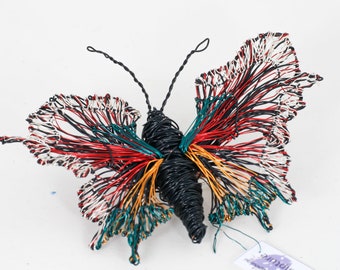 Black butterfly brooch, Large wire sculpture insect, Creative art jewelry