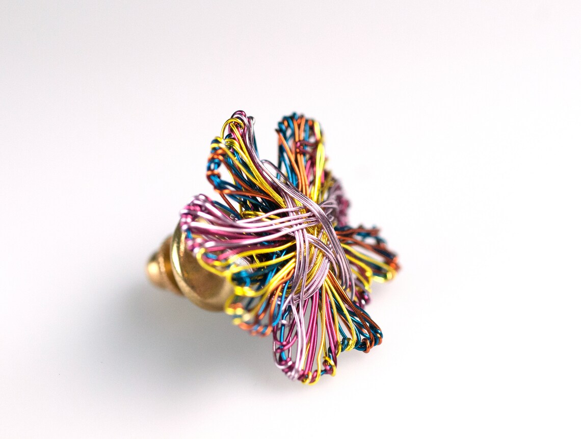 Flower Brooch Metal Flower Brooch Pin Abstract Flower Art Etsy