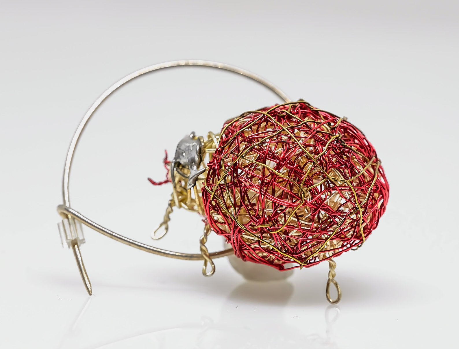 Ladybug Brooch Ladybug Pin Wire Animal Sculpture Bug Art Pin Red Beetle ...