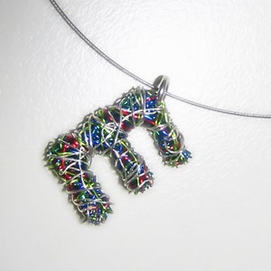 Wire letters alphabet necklace art, Custom initial necklace colorful, Name pendant, Personalized gifts