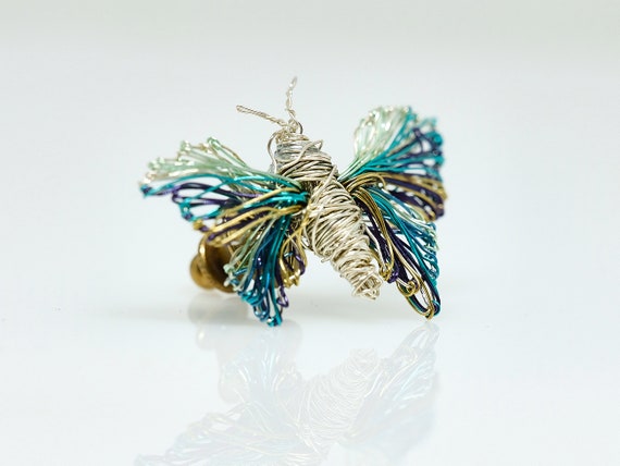 Blue Butterfly Brooch Insect Jewelry