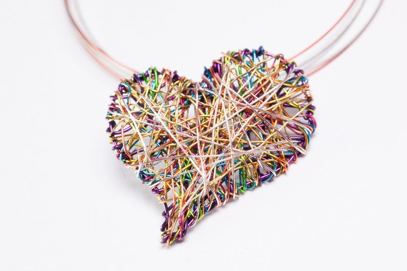 rainbow heart necklace