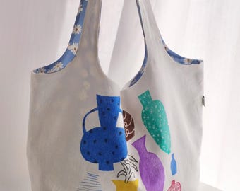 Patrón de costura para bolso de lona pintado a mano, bolsa de compras reutilizable y ecológica en formato PDF, proyecto de costura para principiantes, idea de regalo (VIDEO TUTORIAL)