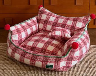 Patrón de costura para sofá de mascotas, cama navideña para mascotas, patrón de sofá para perros y gatos (hazlo tú mismo), 3 tamaños, muebles acogedores para mascotas en estas fiestas (VIDEO TUTORIAL)