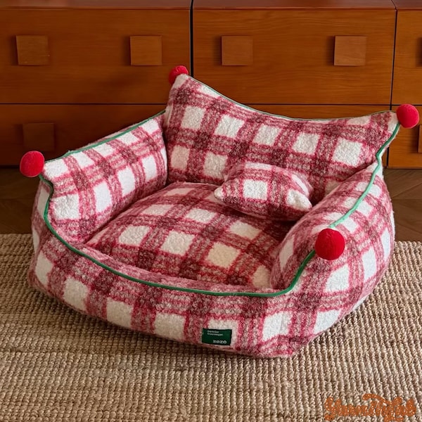 Pet Sofa Sewing Pattern, Christmas Pet Bed , DIY Dog & Cat Couch Pattern, 3 Sizes, Cozy Holiday Pet Furniture( VIDEO TUTORIAL)