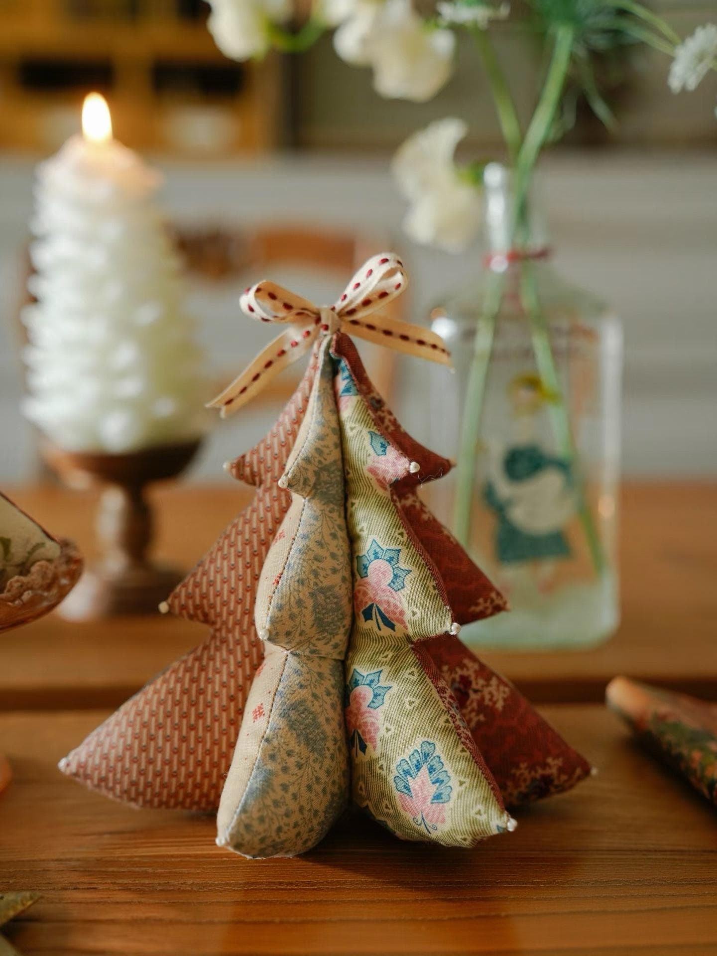 Tissu De Noël Coton épais Blanc Doré