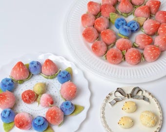 Patrón de costura 2 en 1 de fresas y arándanos, juguete de peluche en PDF, apto para principiantes (videotutorial)