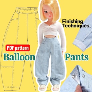 Riproduzione di Licca, bambola piccola 1/6 / Pantaloni a palloncino / Cartamodello PDF / EN / JP