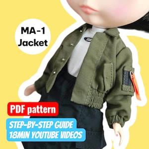 Mönster till docka MA-1 bomberjacka | Skala 1/6 | Blythe, Obitsu 22, Licca (PDF-mönster)