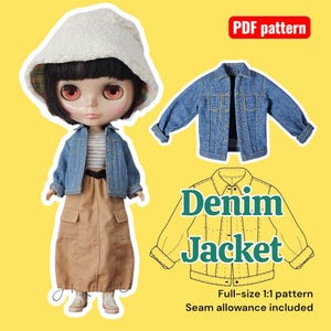 Blythe, Licca, OB22 | Denim Jacket | PDF Sewing Pattern