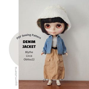 Blythe, Licca, OB22 | Denim Jacket | PDF Sewing Pattern