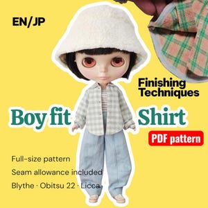 Blythe, Licca, OB22 / Camicia da bambino / Cartamodello PDF / EN / JP