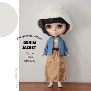 Blythe, Licca, OB22 / Chaqueta vaquera / Patrón de costura en PDF