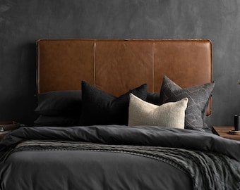Tête de lit murale en cuir véritable — Design moderne bohème, tête de lit suspendue