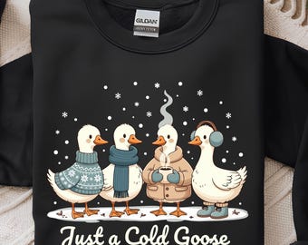 Just a Cold Goose PNG SVG | Funny Winter Duck Sublimation Design | Cozy Animal Clipart for Shirts, Mugs & Crafts