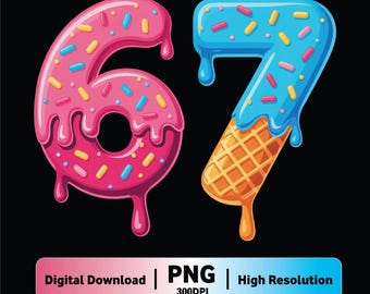 Six Seven Ice Cream Drip Meme 67 | Funny Sports PNG | Digital Download