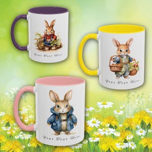 Beatrix Potter Inspired Mugs | 15 Designs, Custom Text, Two-Tone, 11oz