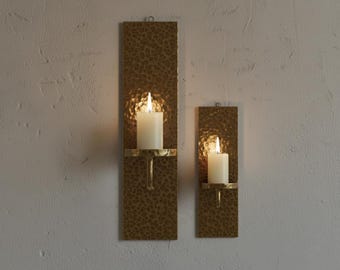 Handgemachte gehämmert Messing Kerzen-Wandleuchter | Boho-Wand-Dekor