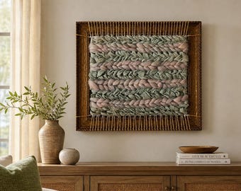 Handwoven Wall Hanging, Fiber Wall Art, Textile Decor – “Ethereal Eucalyptus”
