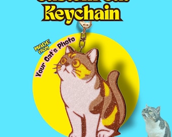 Custom Cat Keychain from Photo, 3D Printed Cat Portrait, Personalized Cat Lover Gift, Handmade Pet Keychain