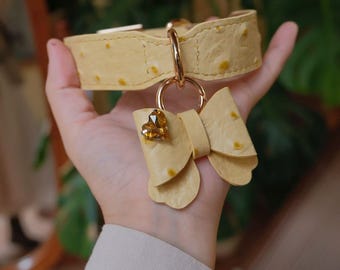 Blinged Out Leather Bow Dog Collar - Handcrafted Leather with Personalized Sparkle