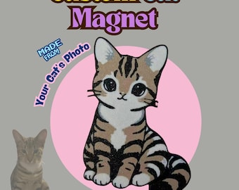 Custom Cat Magnet From Photo, 3D Printed Cat Portrait Fridge Magnet, Personalized Cat Lover Gift, Handmade Pet Magnet