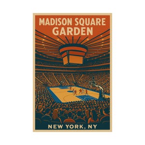 Vintage Madison Square Garden Poster, New York, NY, Retro Basketball Art Print, MSG Wall Art, Sports Arena Decor, NYC Gift