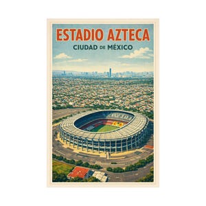 Estadio Azteca Vintage Poster, Mexico City Stadium Art Print, Classic Football Landmark Wall Art, Ciudad de México Soccer Decor