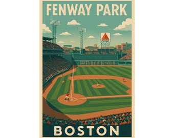 Vintage Fenway Park Matte Vertical Posters, Retro Travel Wall Art Print, Boston Red Sox Stadium Decor, Baseball Fan Gift, College Dorm