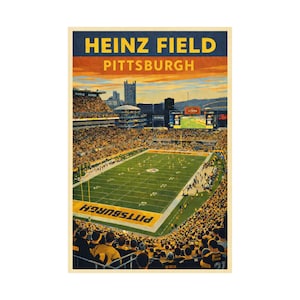 Póster del Heinz Field / Impresión del estadio de los Pittsburgh Steelers / Arte mural de fútbol americano vintage / Decoración deportiva de Pittsburgh / Póster del estadio de la NFL