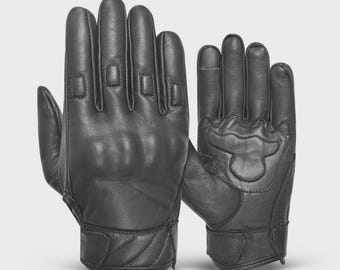 Motorcycle Summer Leather Gloves – Knuckle Protection, Vented Riding Gloves