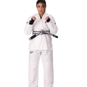 Jiu Jitsu Akademie Gi, Leichter BJJ Gi mit Gratis Weißen Gürtel, Unisex BJJ Kimono Reißfester Jiu Jitsu Kimono für Training & Wettbewerb