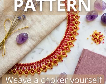 Minimalist Easy Tutorial Beading Red Gold Necklaces Luxury Trendy Boho Jewelry Pattern Elegant Choker Making Unique Dainty DIY Crafts Gift