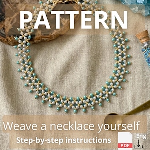 DIY Pärlhalsband Handledning Handgjorda Smycken PDF Ladda ner Ritningslinje Kristalltillbehör Meditation Vävning Choker Romantisk Krage Hobby Her