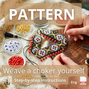 Pattern Tutorial Bead Weaving Ukrainian Kryza Sylyanka Traditional Ethnic Easy Choker Hobby Handicrafts DIY Crafts Stylish Jewelry PDF File