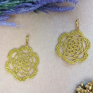 Gold Bead Earrings Flower Mandala Yoga Mothers day Gift Boho Round dainty dangle dangling dangly drop fantasy funky glass holiday milestone image 9