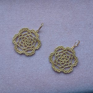 Gold Bead Earrings Flower Mandala Yoga Mothers day Gift Boho Round dainty dangle dangling dangly drop fantasy funky glass holiday milestone image 13