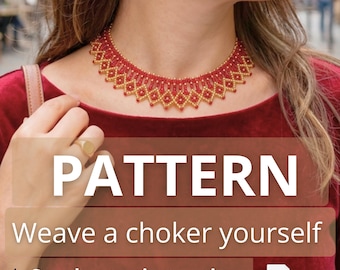 Diy Bead Jewelry Ukrainian Traditional Pretty Ethnic Easy Necklaces Choker Blueprints Weaving Beadwork Tutorial PDF File Instructions Crafts
